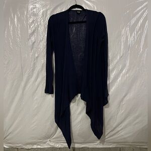 Eileen Fisher Navy Blue Knit Linen Blend Open Front Cardigan Size Small
